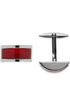 Lindenmann Krawatte Manschettenknöpfe rh Red Agate silberfarben