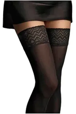 Fiore di Lucia Milano Halterlose Strümpfe Sensual (Packung, 1 Paar) 60DEN mit eleganter Spitze in grafischem Muster bunt|schwarz 2 (S)