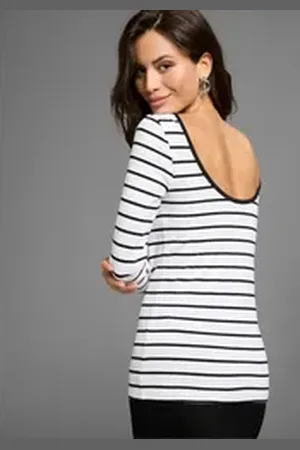 Laura Scott Langarmshirt mit tiefem Rückenausschnitt weiß 40/42
