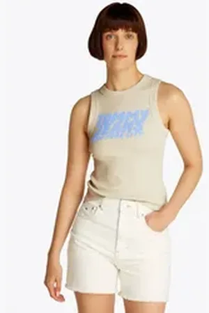 Tommy Hilfiger Tanktop TJW SLIM SH TJ BUBBLE TANK mit Logodruck beige M (38)
