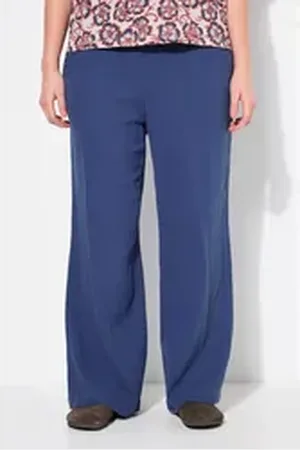 STUDIO UNTOLD Schlupfhose Hose wide Legs Musselin Elastikbund blau 44