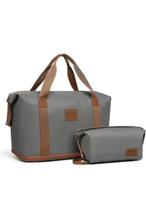 Kono Reisetasche 2-in-1 Set: Erweiterbare Handgepäck-Tasche (36L) + Kosmetiktasche, Praktisches und leichtes Design braun|grau
