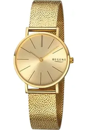 Regent Quarzuhr BA-897 - 3342.45.93, Armbanduhr, Damenuhr, Edelstahlarmband, analog goldfarben
