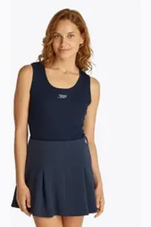 Tommy Hilfiger Tanktop TJW SLIM SCRIPT RIB TANK TOP mit Logostickerei blau XS (34)