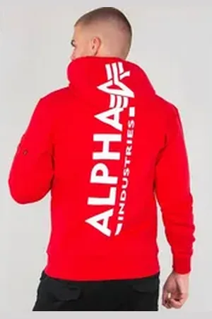 Alpha Industries Kapuzensweatshirt BACK PRINT HOODY rot M