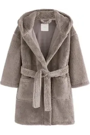 Next Kinderbademantel Fleece-Bademantel, Polyester (recycelt), Polyester braun 158-164 (13-14 J.)