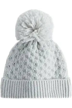 Next Bommelmütze Baby Bommelmütze mit Waffelstruktur (1-St) grau Kopfumfang: 48 cm.