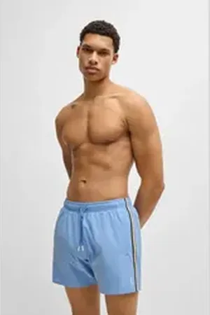 HUGO BOSS Badeshorts Iconic mit seitlichen Kontraststreifen blau L