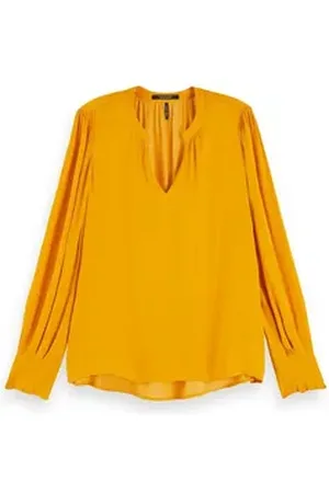 Scotch&Soda Blusenshirt Damen Bluse Ruffle details 152497 gelb S