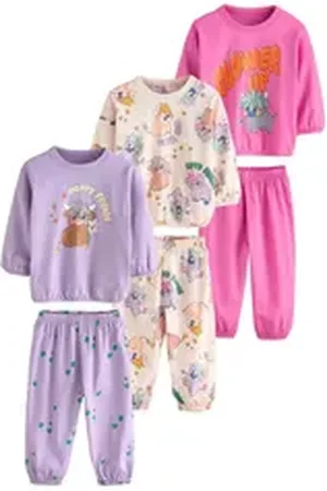 Next Pyjama Schlafanzug mit Hose mit Jogginghosen im 3er-Pack (6 tlg) lila 98-104 (3-4 J.)
