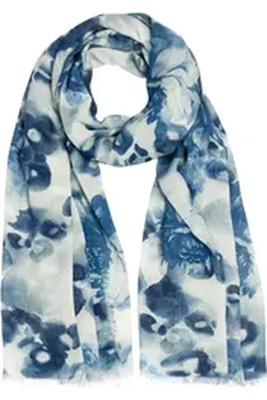 CASPAR Modeschal SC531 Damen Sommer Schal aus weichem Modal gemustert blau