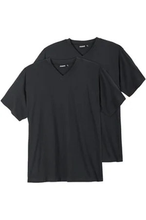 Adamo V-Shirt 2er-Pack V-Ausschnitt T-Shirt schwarz Übergröße schwarz 4XL