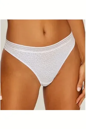 Lascana String Freya aus Spitze in Leo-Optik mit modischem Bund, sexy Dessous weiß 40/42