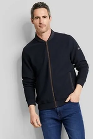 Bugatti Sweatjacke mit Collegekragen blau XXL
