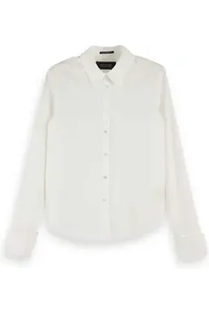Scotch&Soda Blusenshirt Damen Bluse Clean Shirt with Cuffed Sleeves 153760 weiß XS