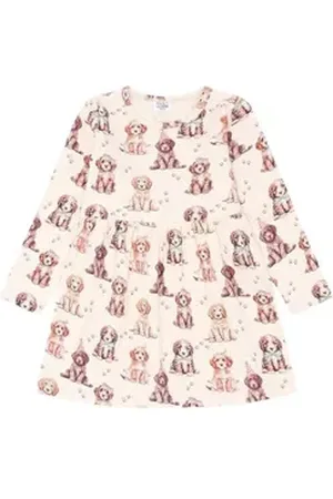 Hust & Claire A-Linien-Kleid Donna (1-tlg) Verspieltes Design mit Hundemotiv-Print beige 92