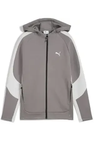 PUMA Sweatjacke EVOSTRIPE Hoodie mit durchgehendem Reißverschluss Jungen grau 176
