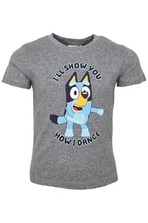Bluey Print-Shirt Kinderserie Kinder Jungen kurzarm T-Shirt Shirt Gr. 98 bis 116 grau 110