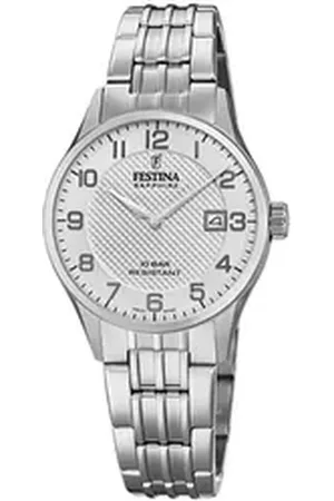 Festina Quarzuhr Damen Uhr F20006/1 Edelstahl, (Analoguhr), Damen Armbanduhr rund, Edelstahlarmband silber, Elegant silberfarben