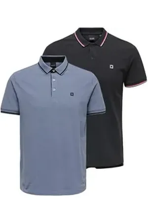 Only & Sons Poloshirt 2er Pack Onsefletcher (Spar-Set, 2-tlg) Poloshirt - Baumwolle - Atmungsaktiv - Hochwertiger Piqué-Stoff blau|bunt XXL
