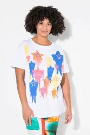 Angel of Style Angel of Style T-Shirt T-Shirt Boxy Fit Sternen-Druck weiß 56