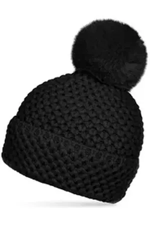 CASPAR Bommelmütze MU219 Warme Damen Bommelmütze Strickmuster extra warm mit Teddy Fleece Futter schwarz