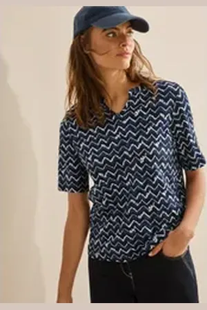 CECIL Tunikashirt mit All-Over Print blau XS (36)