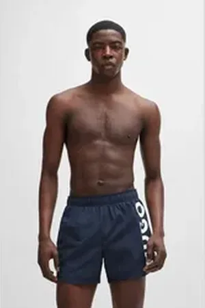 HUGO BOSS Badeshorts ABAS seitlich mit großem Logo-Print blau M