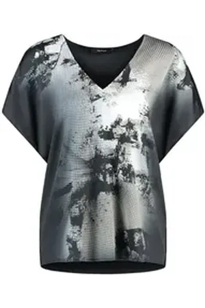 Taifun T-Shirt - kurzarm Shirt mit fließender Web-Front - lässig geschnitten schwarz 44