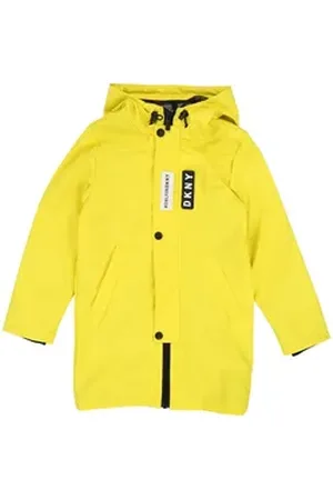 DKNY Regenmantel Kids Regenmantel Regenjacke Jacke gelb mit Logo Details 8A / 122-128