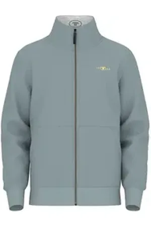 TOM TAILOR Sweatjacke PRINTED STAND-UP aus Baumwollmix grau L