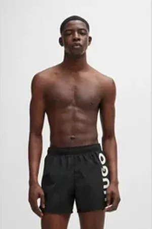 HUGO BOSS Badeshorts ABAS seitlich mit großem Logo-Print schwarz XXL