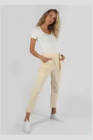 Miracle of Denim Boyfriend-Hose – tapered Beinform und robuster Denim beige 28/26