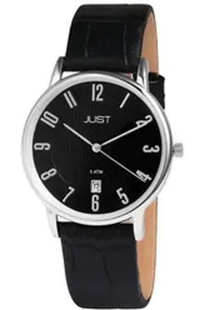 Just Watch Quarzuhr Saxton Herrenuhr Echtlederband schwarz