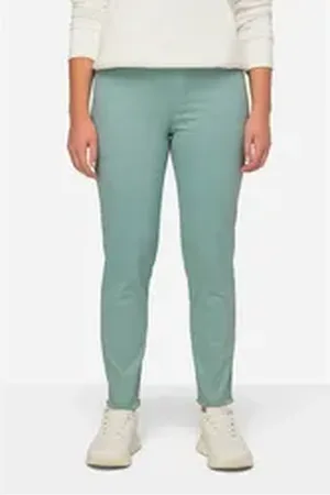 Laurasøn Funktionshose 7/8-Slimhose schmale Passform 4-Pocket Fransensaum grün 48
