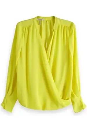 Scotch&Soda Blusenshirt Damen Bluse Crossover V-Neck Top 149764 gelb XS