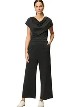 Zero Overall Jumpsuit mit Wasserfallausschnitt (1-tlg) drapiert /gerafft schwarz 42