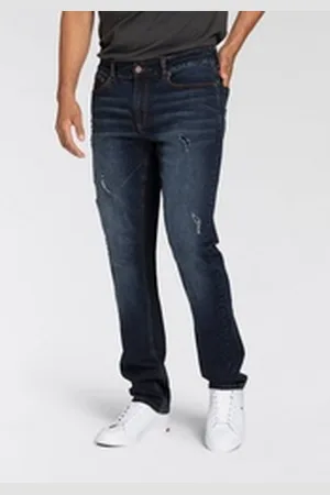 Bruno Banani Straight-Jeans Hutch gerade Beinform, teilweise mit modischen Destroyed-Effekten blau 28