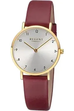 Regent Quarzuhr Quarz mit Lederband Rot silberfarben