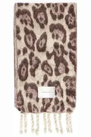 SASSYCLASSY Schal Schal Damen mit Leo-Print elegant, Warmer langer Schal im Leoprint Grau Offwhite Burgundy Braun Camel