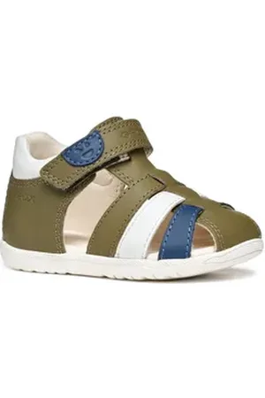 Geox B SANDAL MACCHIA BOY Lauflernschuh, Sandale, Babyschuh, Klettschuh mit bunten Riemchen grün 21 EU