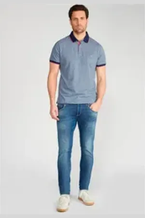 Le Temps des Cerises Poloshirt BOREL mit meliertem Design blau L