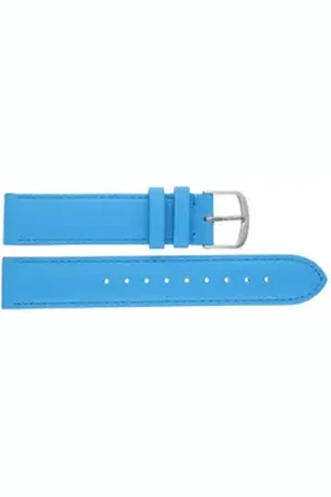 JuwelmaLux Uhrenarmband Uhrenband Leder Edelstahl hellblau JL38-10-0239 blau|silberfarben