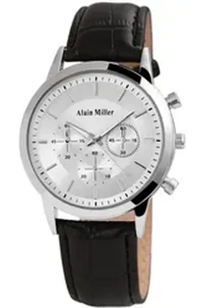 Alain Miller Quarzuhr AM0006 Herrenuhr mit Lederimitationsarmband, Herrenuhr Lederimitat