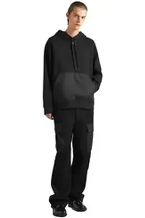 Prada Rundhalspullover Kapuzenpullover aus Baumwollfleece Schwarz Herren schwarz XL