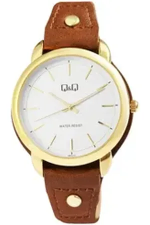 Q&Q Quarzuhr QB19J101Y Damenuhr mit Lederimitationsarmband, 3 bar