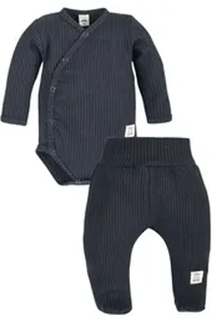 Makoma Body & Hose Baby Kleidungsset Wickelbody & Hose mit Fuß Waffelpique (Set, 2-tlg) 100% Baumwolle schwarz 62