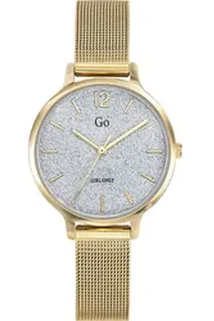GO Girl Only Quarzuhr Damen Armbanduhr vergoldet, (Analoguhr), Damenuhr rund, mittel (ca. 32mm), Edelstahlarmband gold, Luxus goldfarben