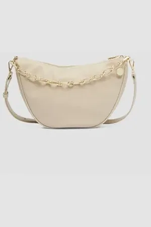 QS by s.Oliver BLACK LABEL Tragetasche Hobo-Bag mit Kette beige