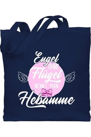 Shirtracer Umhängetasche Engel ohne Flügel nennt man Hebamme - rosa, Beruf und Job Geschenke blau
